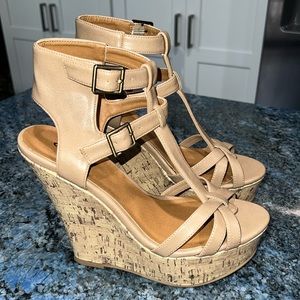 Beige wedges size 8